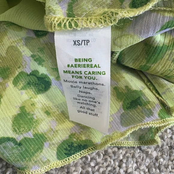 Aerie Green Floral Print Summer‎ Flowy Bow Mini Wrap Skirt Size XS - Picture 5 of 10